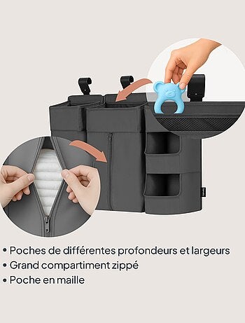 3 x LIONELO Sidepocket Organizer da appendere per culla - Porta pannolini - Cestino