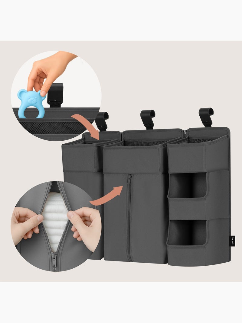 3 x LIONELO Sidepocket Organizer da appendere per culla - Porta pannolini - Cestino Grigio - Kiabi