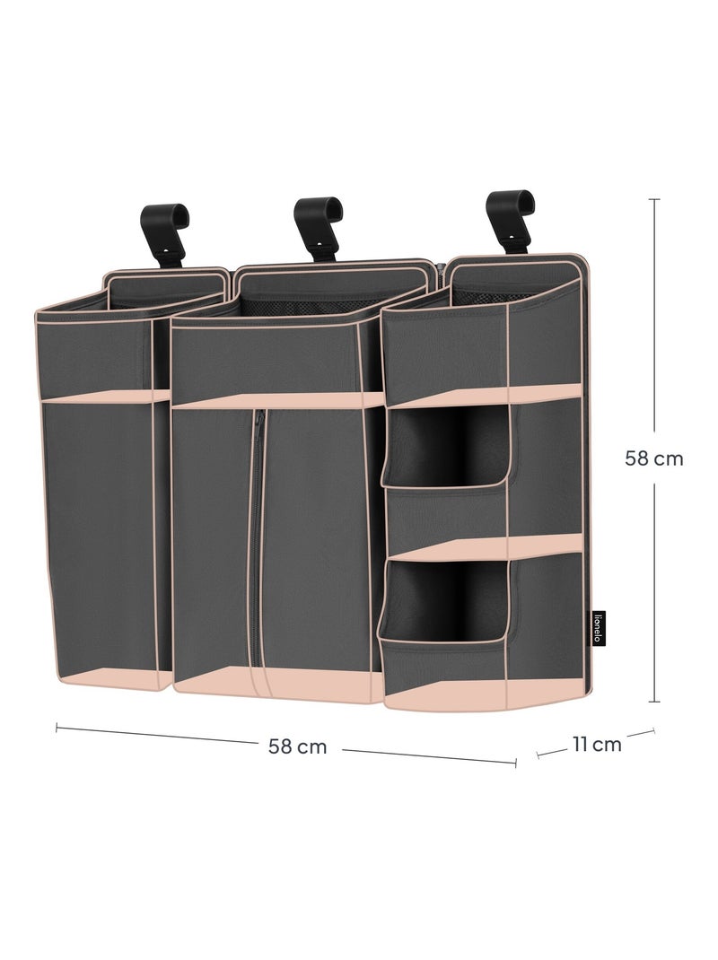 3 x LIONELO Sidepocket Organizer da appendere per culla - Porta pannolini - Cestino Grigio - Kiabi