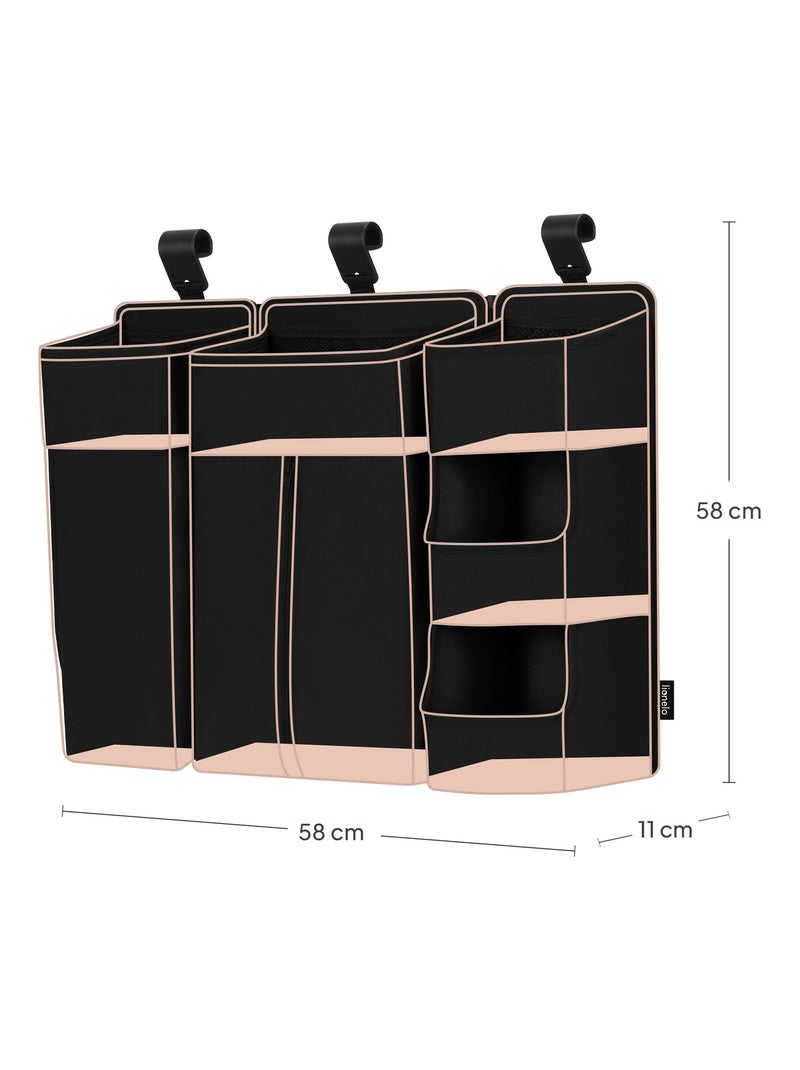3 x LIONELO Sidepocket Organizer da appendere per culla - Porta pannolini - Cestino Nero - Kiabi