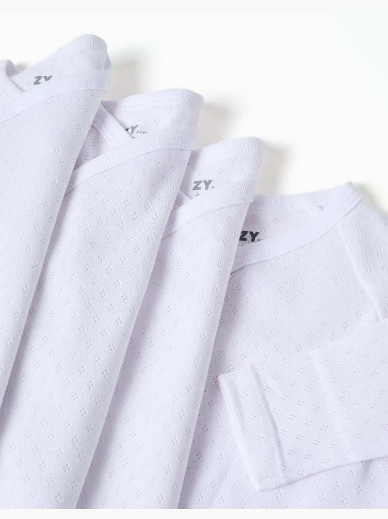 4 body avvolgenti in cotone spazzolato Bianco - Kiabi