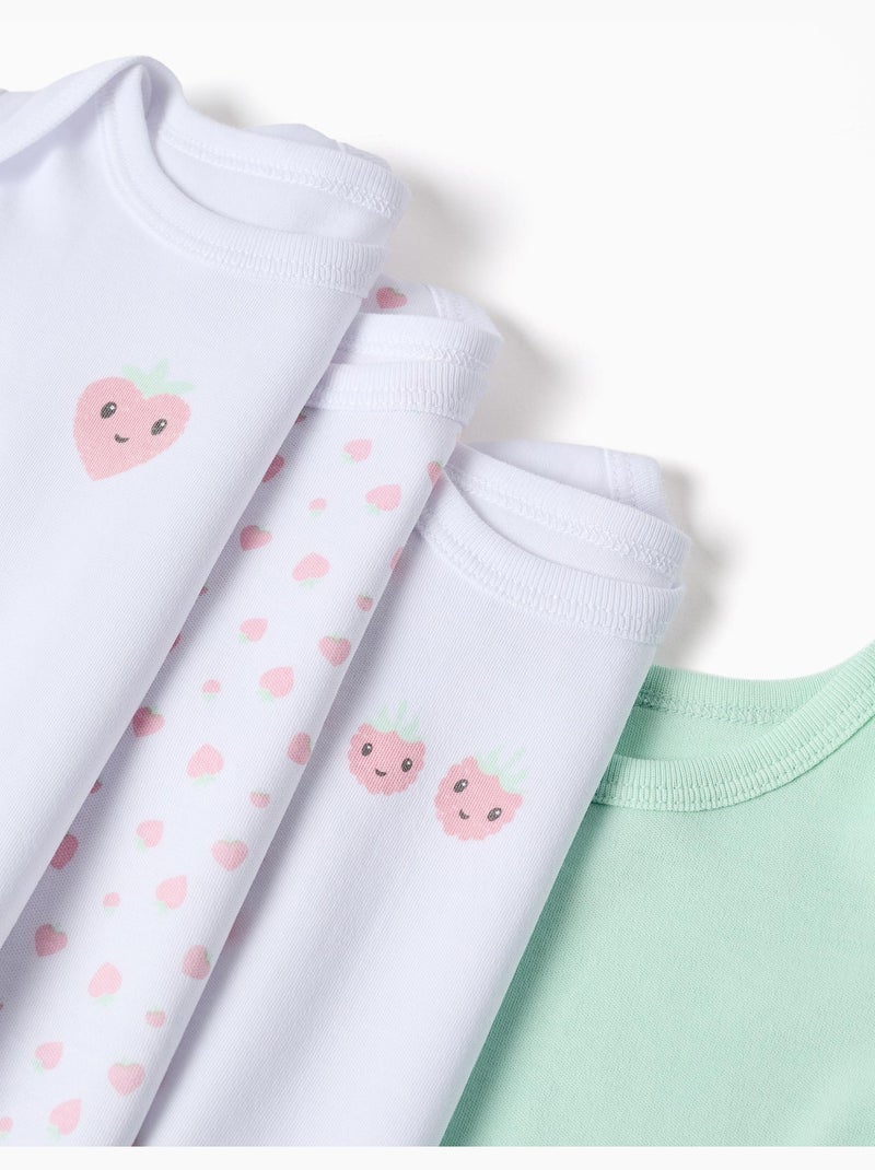 4 body in cotone con stampa fragole Bianco Verde Bianco - Kiabi