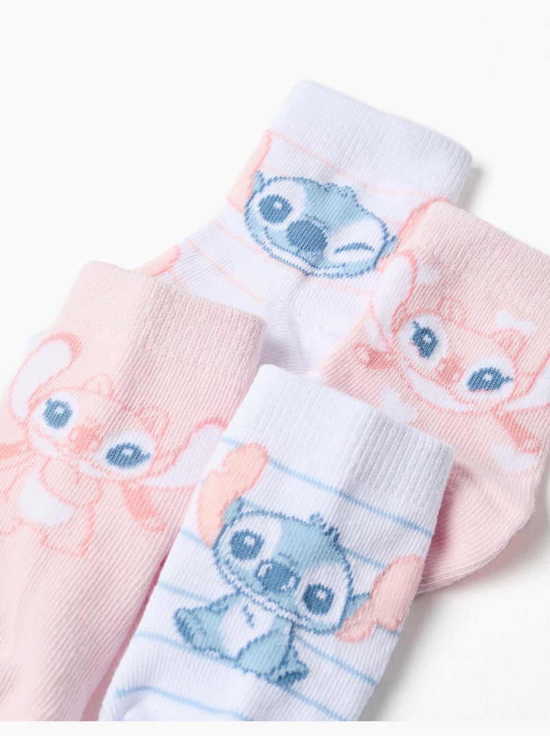4 Calzini con stitch e angel Rosa/Bianco - Kiabi