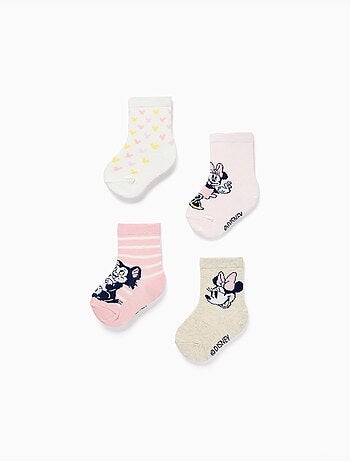 4 paia di calzini con stampe di Minnie e Figaro