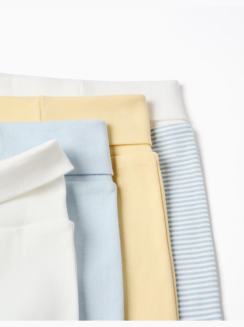 4 Pantaloni a righe/printed Bianco Giallo Blu - Kiabi