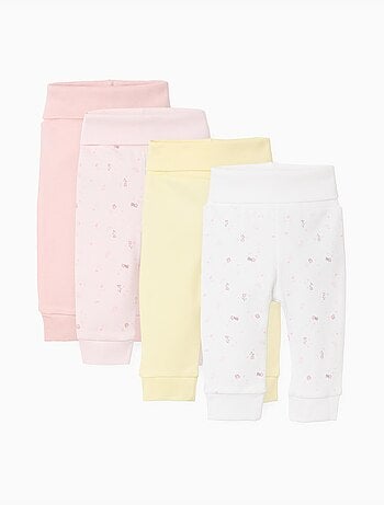 4 pantaloni lisci/a fiori