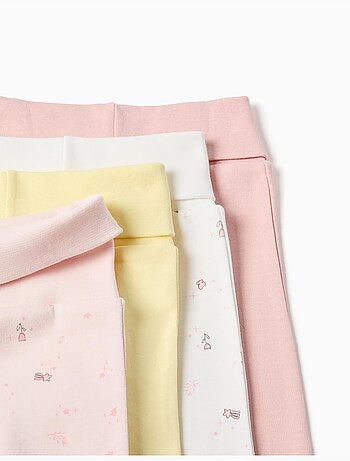 4 pantaloni lisci/a fiori