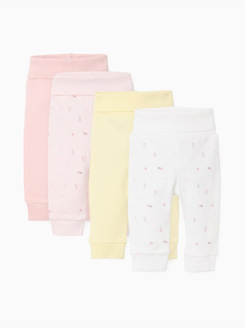 4 pantaloni lisci/a fiori - Kiabi