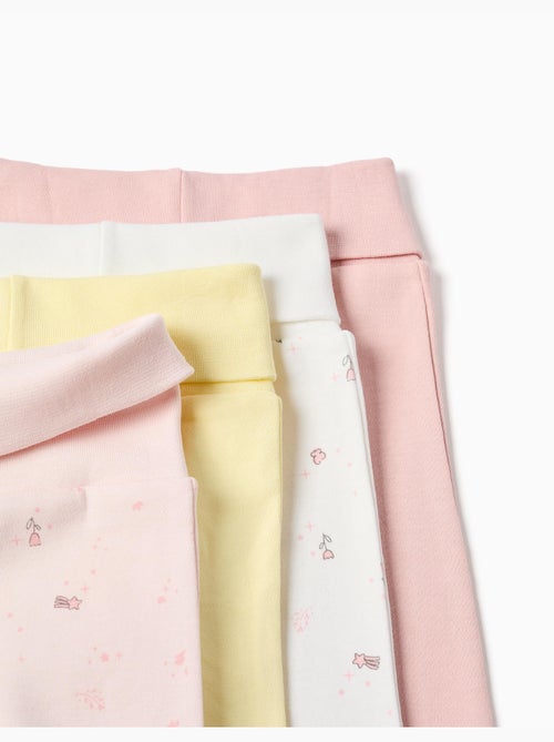 4 pantaloni lisci/a fiori - Kiabi