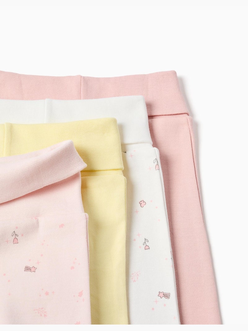 4 pantaloni lisci/a fiori Bianco Giallo Bianco - Kiabi