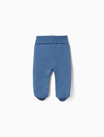 4 pantaloni lisci/stampati in cotone con piedini