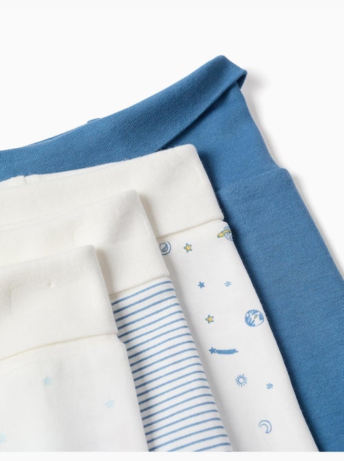 4 pantaloni lisci/stampati in cotone con piedini - Kiabi 4 pantaloni lisci/stampati in cotone con piedini - Kiabi