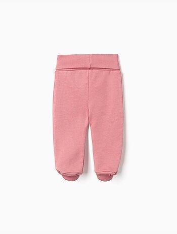 4 pantaloni lisci/stampati in cotone con piedini