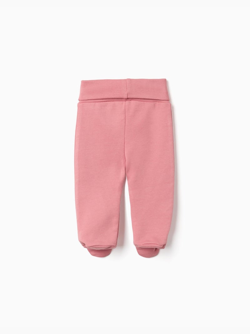 4 pantaloni lisci/stampati in cotone con piedini Bianco Rosa - Kiabi