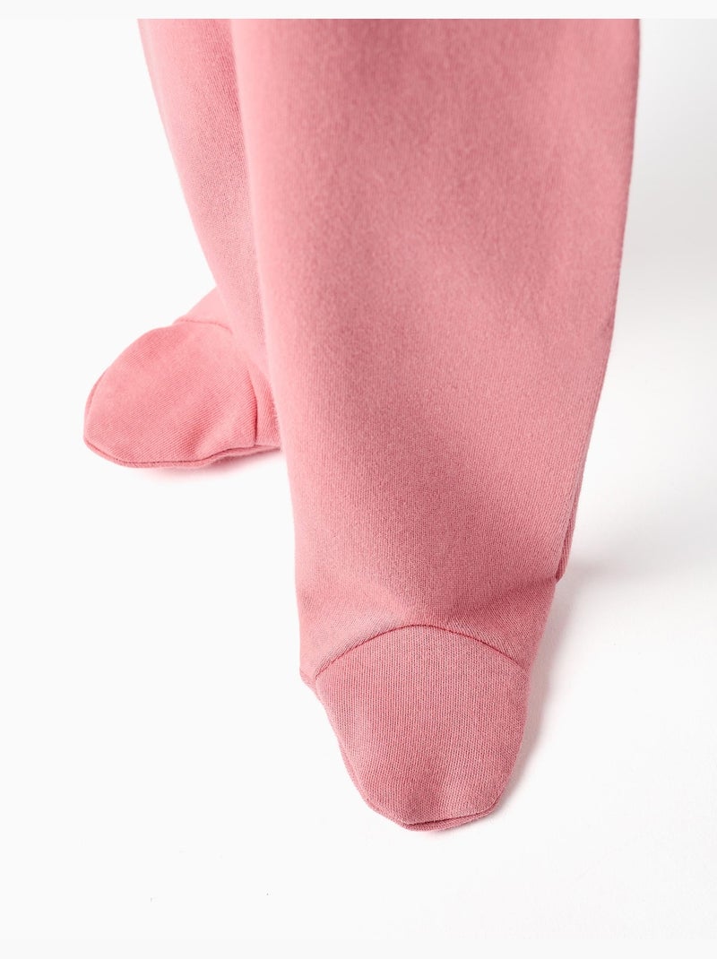 4 pantaloni lisci/stampati in cotone con piedini Bianco Rosa - Kiabi