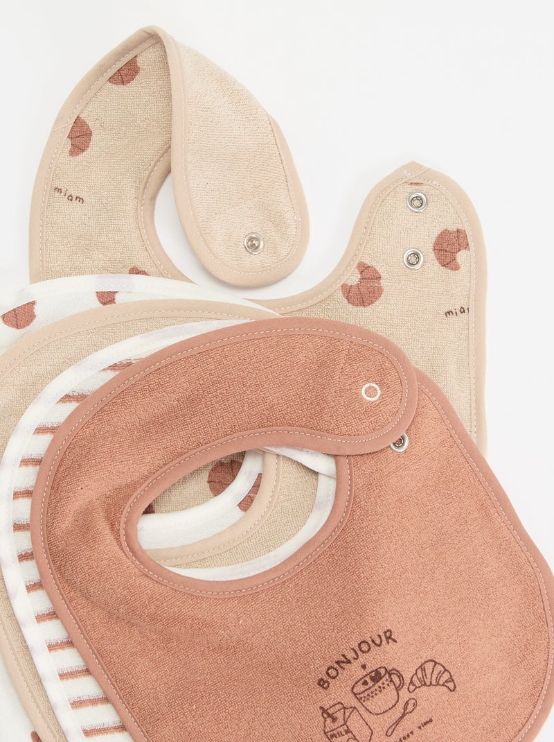 5 bavaglini con stampe fantasiose e chiusura a pressione Marrone - Kiabi