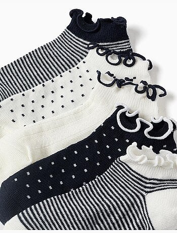 5 paia di calzini alla caviglia a righe/a pois