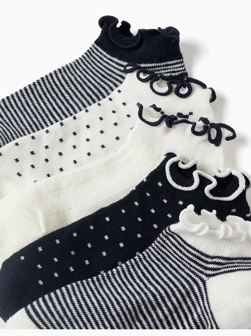5 paia di calzini alla caviglia a righe/a pois Blu Bianco - Kiabi