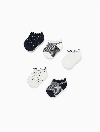 5 paia di calzini alla caviglia a righe/a pois