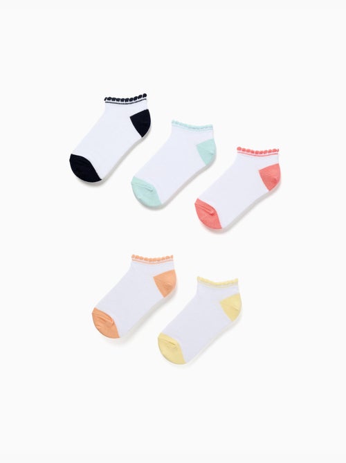 5 paia di calzini alla caviglia con bordi ondulati - Kiabi