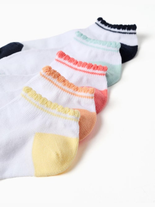 5 paia di calzini alla caviglia con bordi ondulati - Kiabi