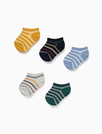5 paia di calzini alla caviglia con righe a contrasto