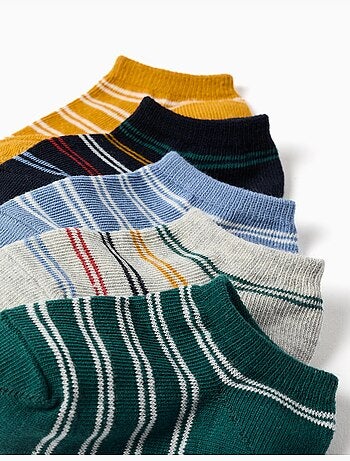 5 paia di calzini alla caviglia con righe a contrasto