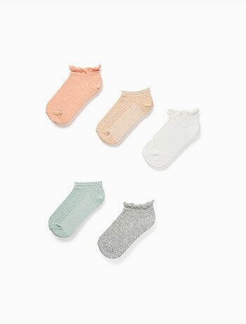 5 paia di calzini alla caviglia con volant/jacquard