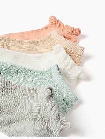 5 paia di calzini alla caviglia con volant/jacquard