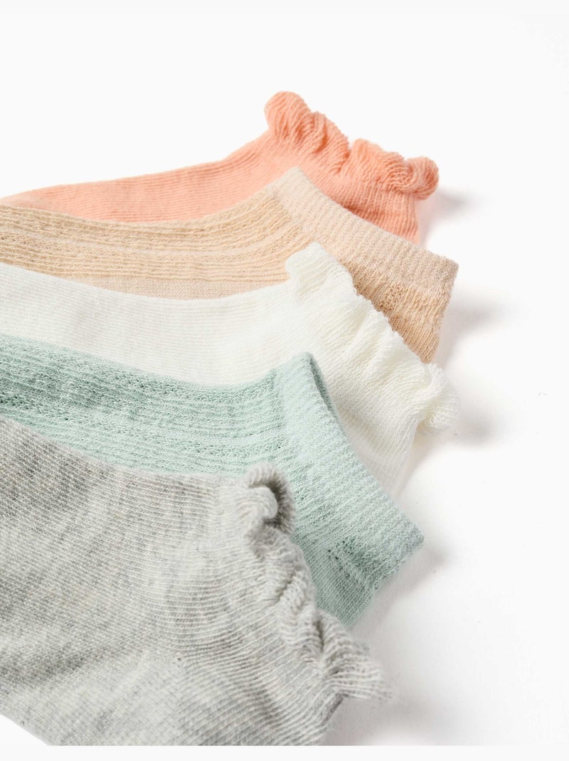 5 paia di calzini alla caviglia con volant/jacquard Multicolore - Kiabi