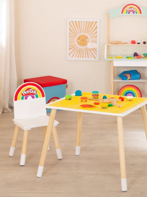 6 vasetti di pasta modellabile + tavolo e sedia bambini + tappetino e accessori "Roba x Play‑Doh" - Kiabi