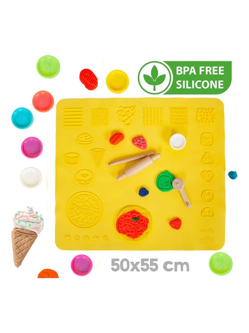 6 vasetti di pasta modellabile + tavolo e sedia bambini + tappetino e accessori "Roba x Play‑Doh" - Kiabi