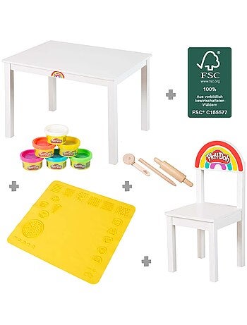 6 vasetti di pasta modellabile + tavolo e sedia + tappetino e accessori "Roba x Play‑Doh
