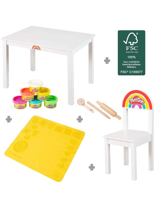 6 vasetti di pasta modellabile + tavolo e sedia + tappetino e accessori "Roba x Play‑Doh" - Kiabi
