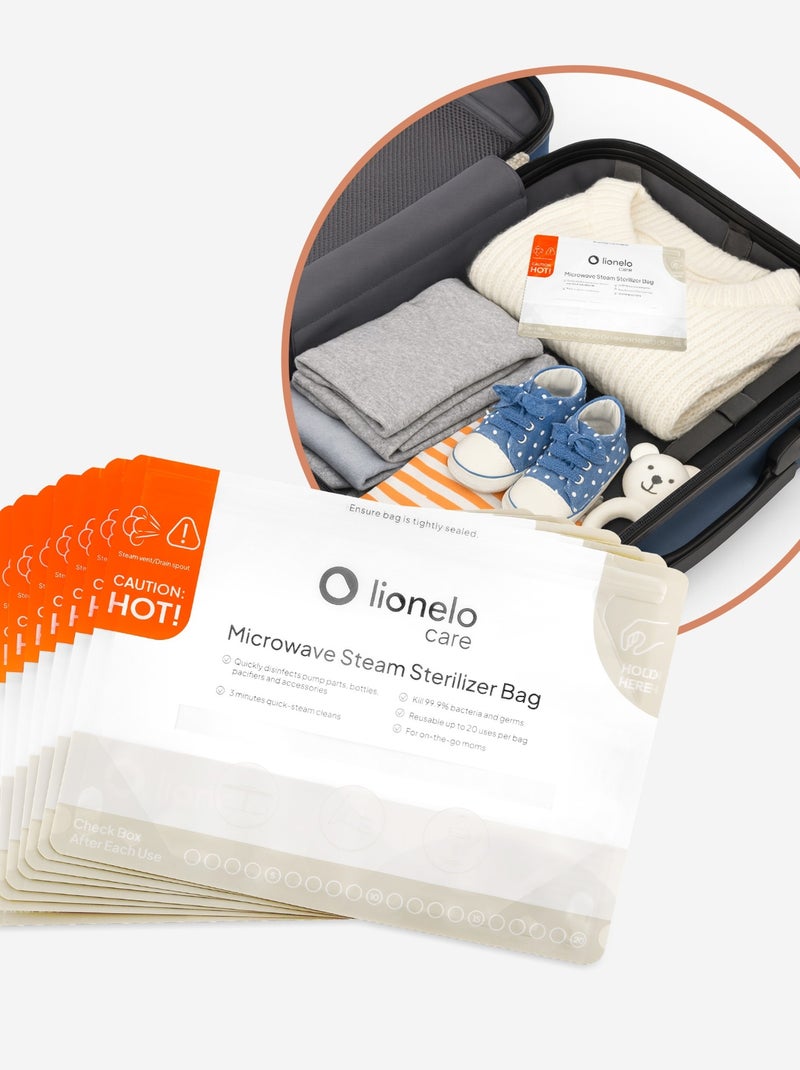 8 sacchetti sterilizzanti riutilizzabili LIONELO - adatti al microonde - per biberon e accessori Bianco - Kiabi