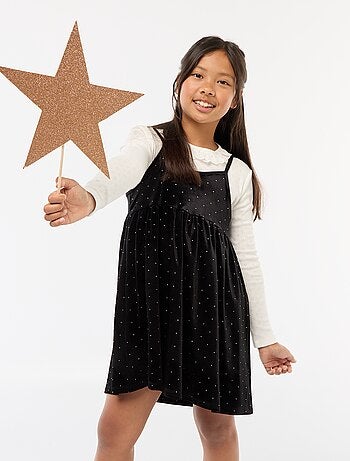 Abito 2 in 1 in velluto con strass