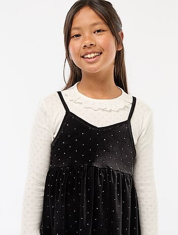 Abito 2 in 1 in velluto con strass