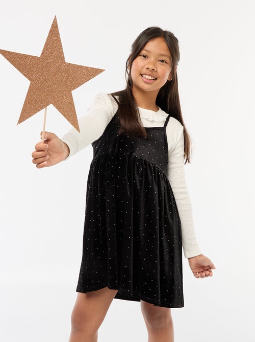 Abito 2 in 1 in velluto con strass - Kiabi