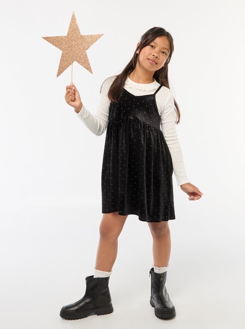 Abito 2 in 1 in velluto con strass - Kiabi