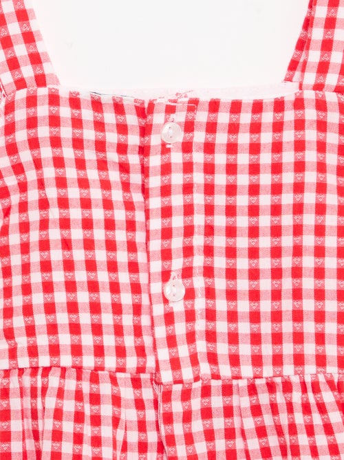 Abito a balze stampa vichy - Kiabi