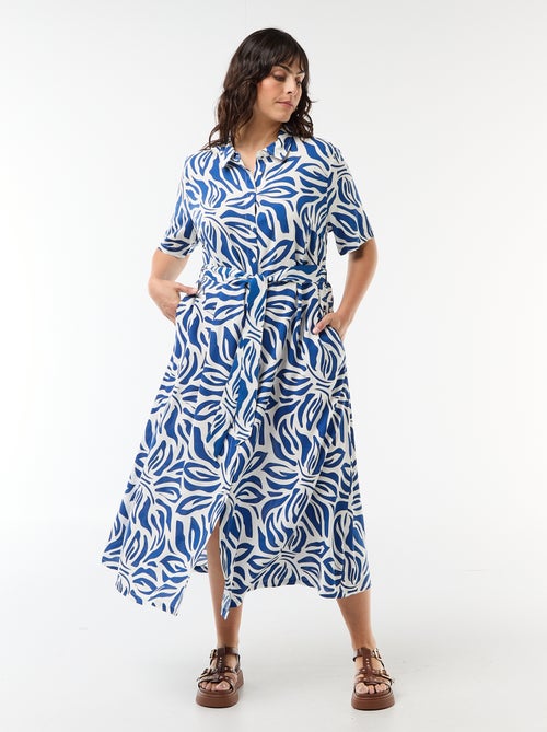 Abito a camicia a maniche corte con motivo - Kiabi