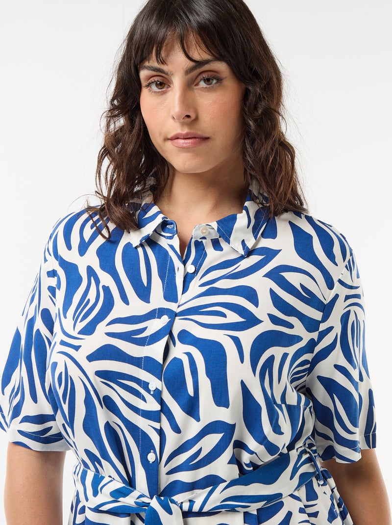 Abito a camicia a maniche corte con motivo Blu - Kiabi