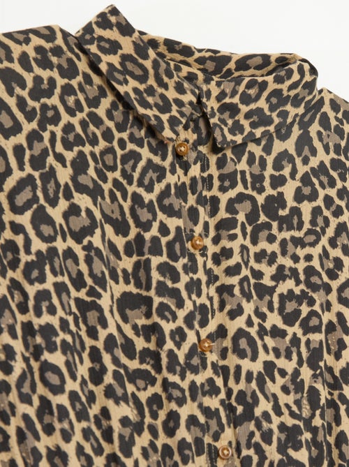Abito a camicia lungo leopardato - collezione facile da indossare - Kiabi