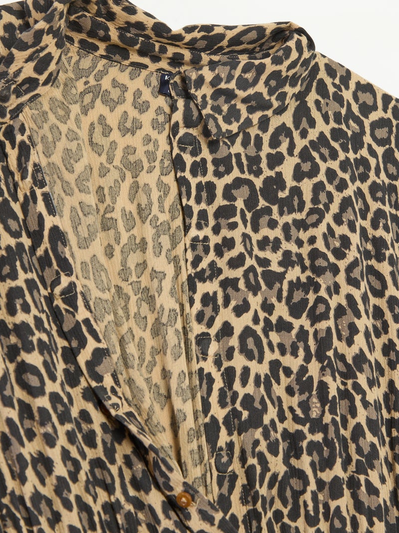 Abito a camicia lungo leopardato - collezione facile da indossare Beige - Kiabi