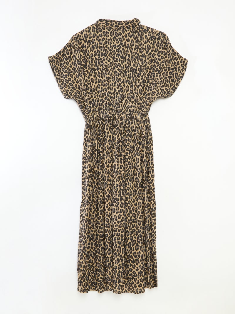Abito a camicia lungo leopardato - collezione facile da indossare Beige - Kiabi