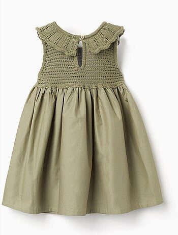 Abito a doppio tessuto con fiori ricamati