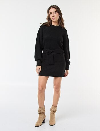 Abito maglia a maniche lunghe con cintura