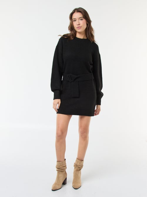 Abito a maglia a maniche lunghe con cintura - Kiabi