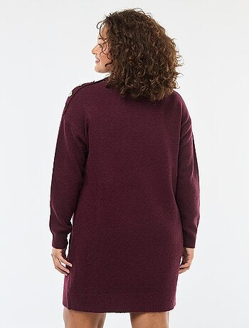 Abito a maglia con bottoni decorativi sulla spalla