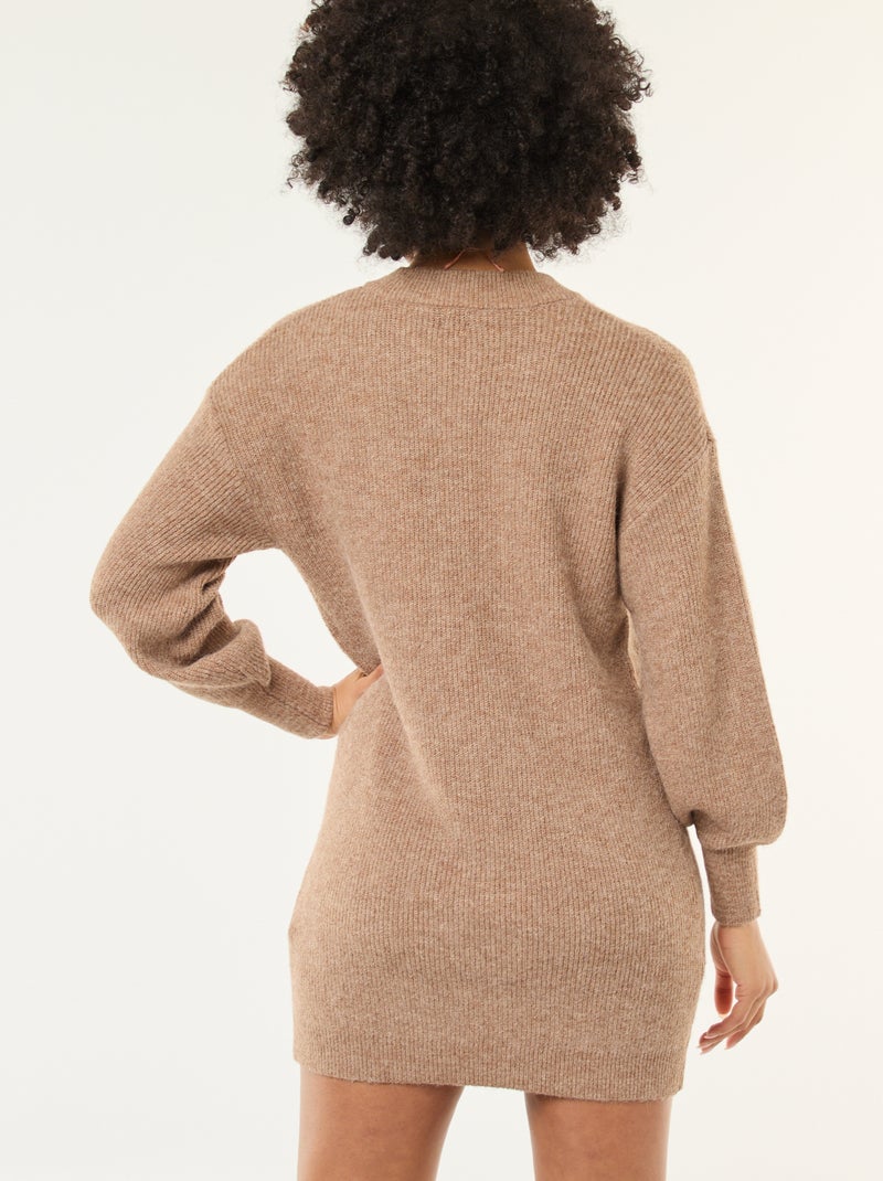 Abito a maglia con bottoni dorati Beige - Kiabi